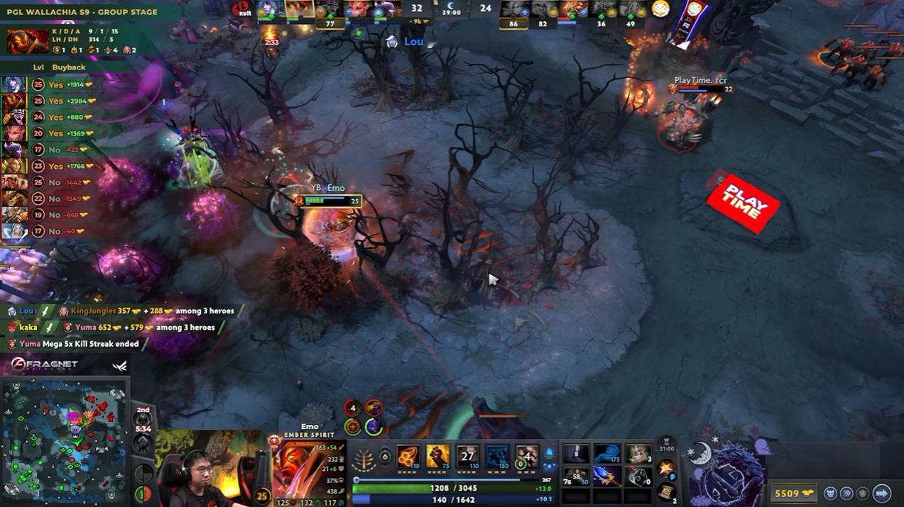 DOTA2PGL瓦拉几亚第九季瑞士轮小组赛0-2组YB对阵PT战队BO3第二局