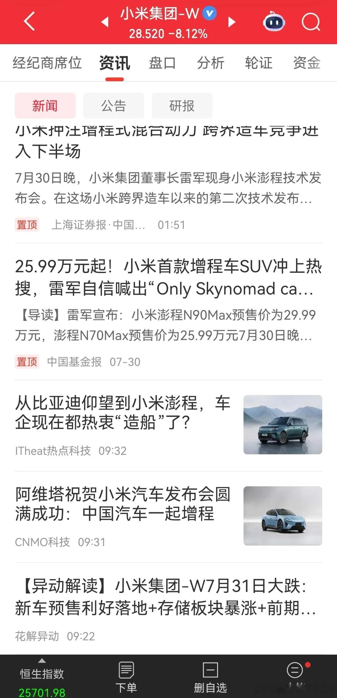 彭程发布后小米港股暴跌今天国内市场彪红的行情下小米这个独立行情多少有点让人有