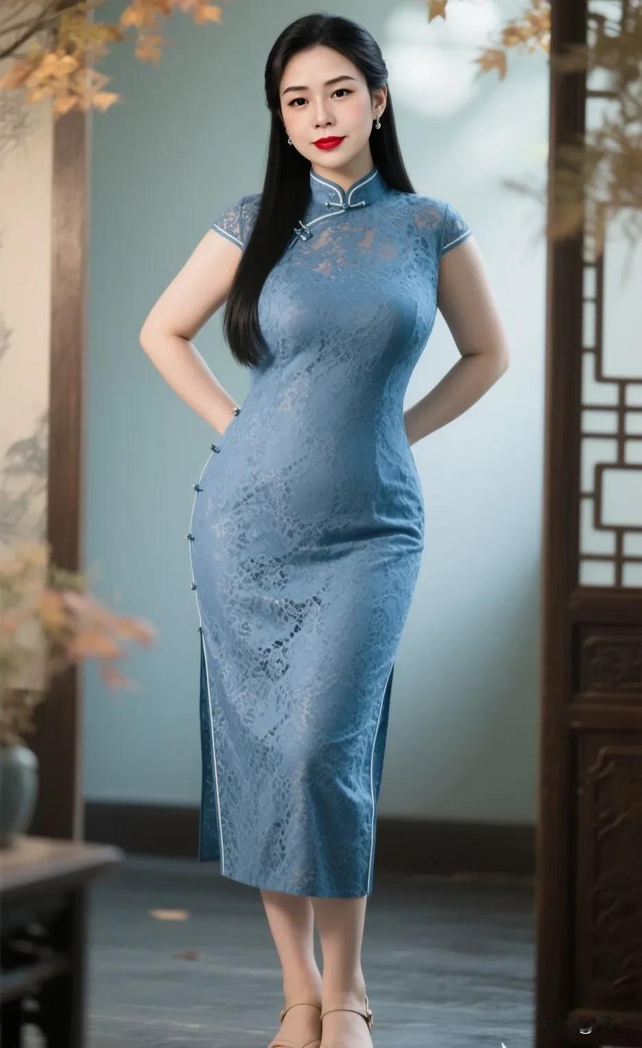 优雅蓝调旗袍，复古韵味十足！💙👗
