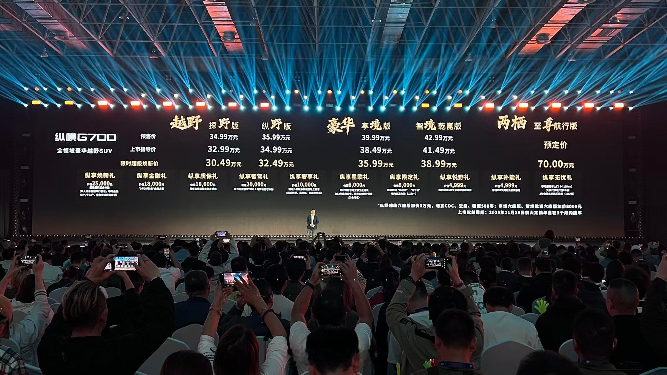 奇瑞纵横G700价格发布，奇瑞捷途家族的顶级SUV车型了各类权益叠加，最低配30