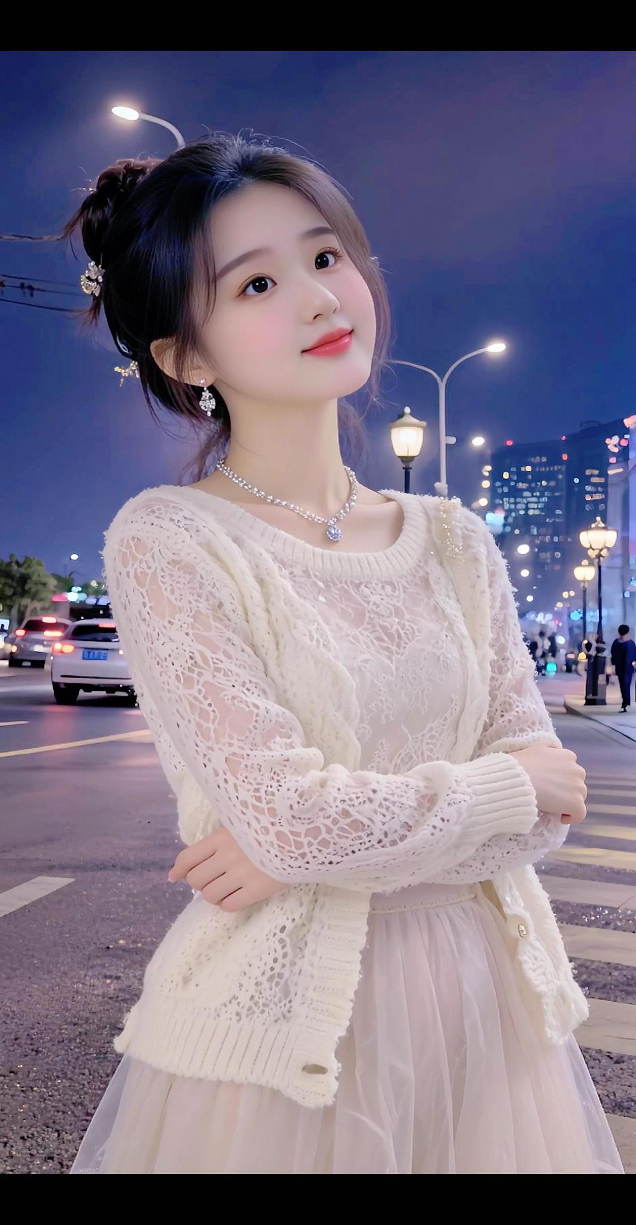 气质美女夜街拍摄最美小姐姐