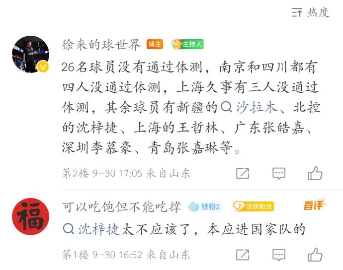 张皓嘉被爆没通过体测，杜锋挨骂！媒体人爆料上海王哲林和、新疆阿不都沙拉木、北控