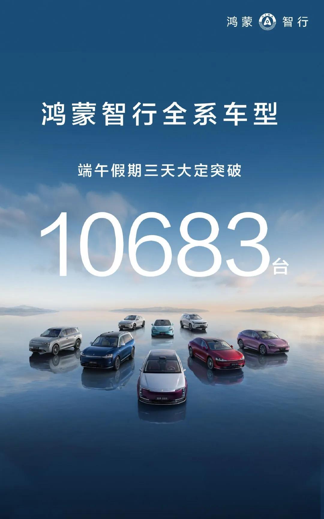 鸿蒙智行全系车型端午节三天累计大定超10683辆，这真是杀疯了[点赞]这成绩比去