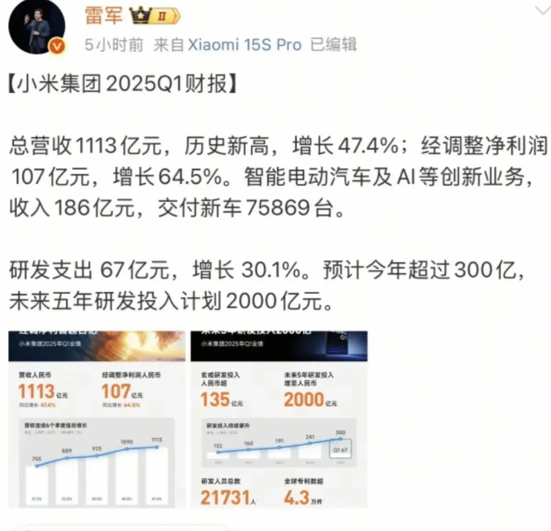 小米的第一季度财报已经发出了，已经做到了日均赚一个多亿，第一季度也不是家电的旺