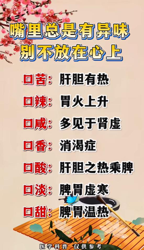 嘴里总怪怪的？不同口味对应身体信号