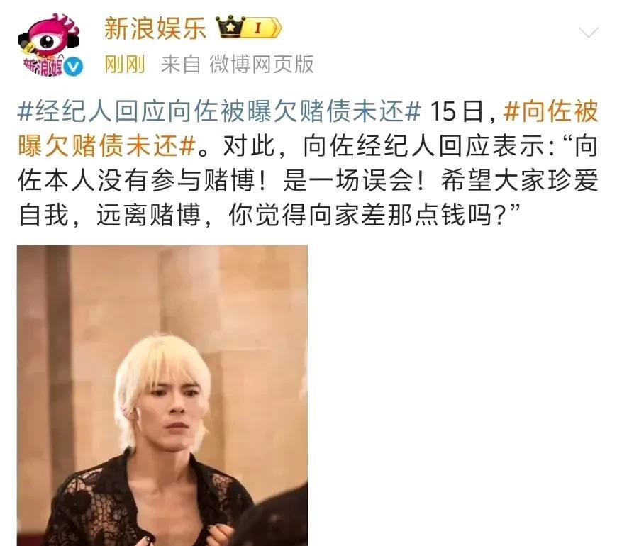 美高梅出来说明，称向佐这次是受到了牵连，替人担保，目前钱已还清。美高梅还是挺文
