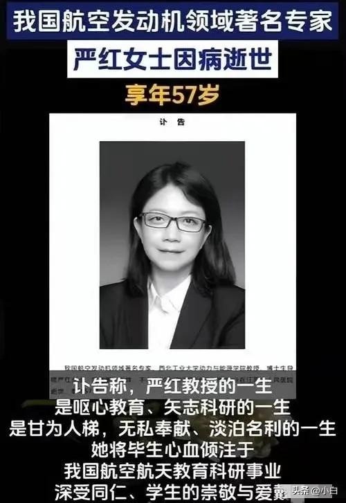 大家都停下来默哀一分钟。3月24日，西工大博导、航空发动机专家严红教授永远离