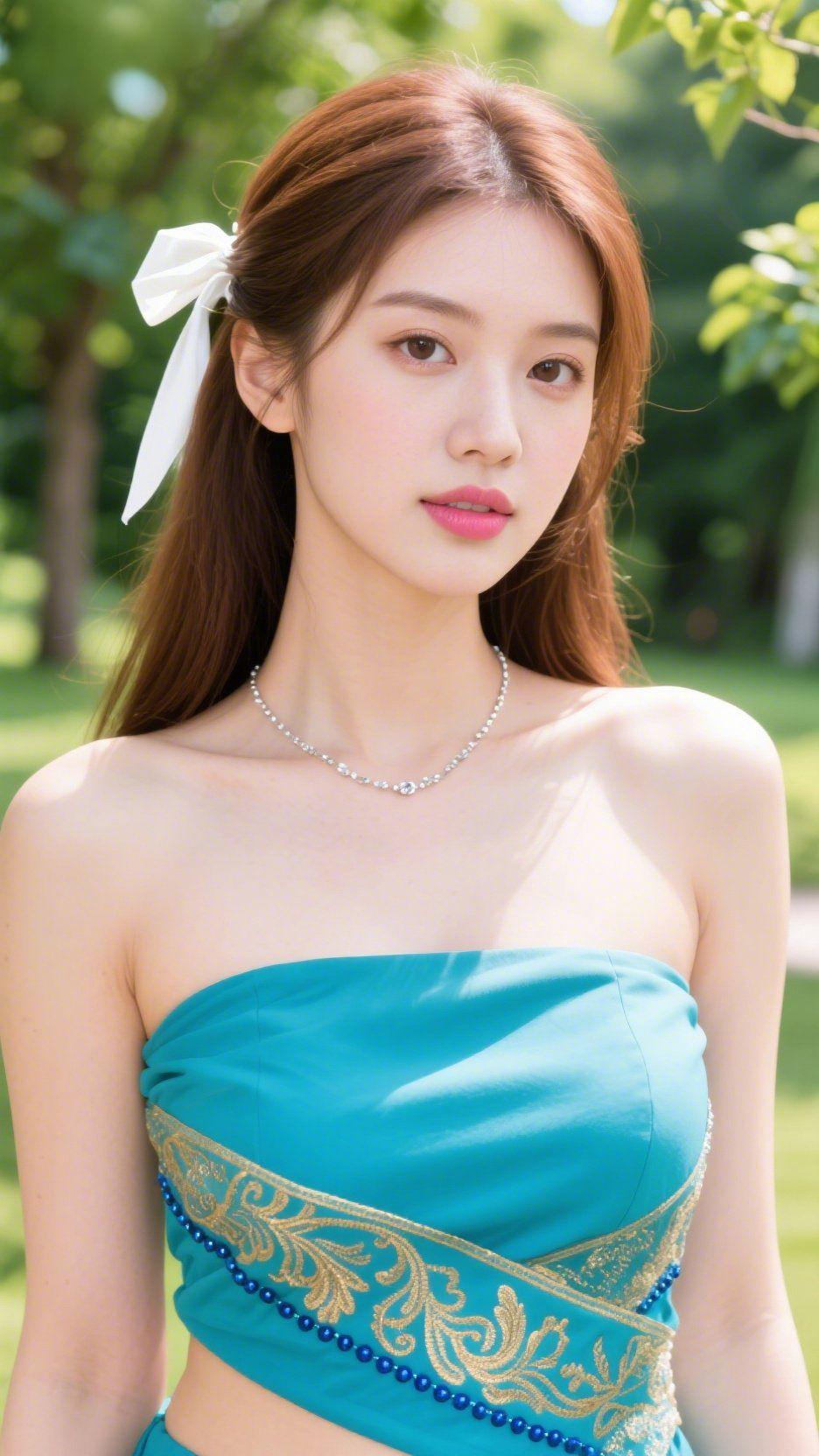 《林间青裙曳风》夏光筛过叶隙时，她立在林间的疏影里。青裙裹着风的温软