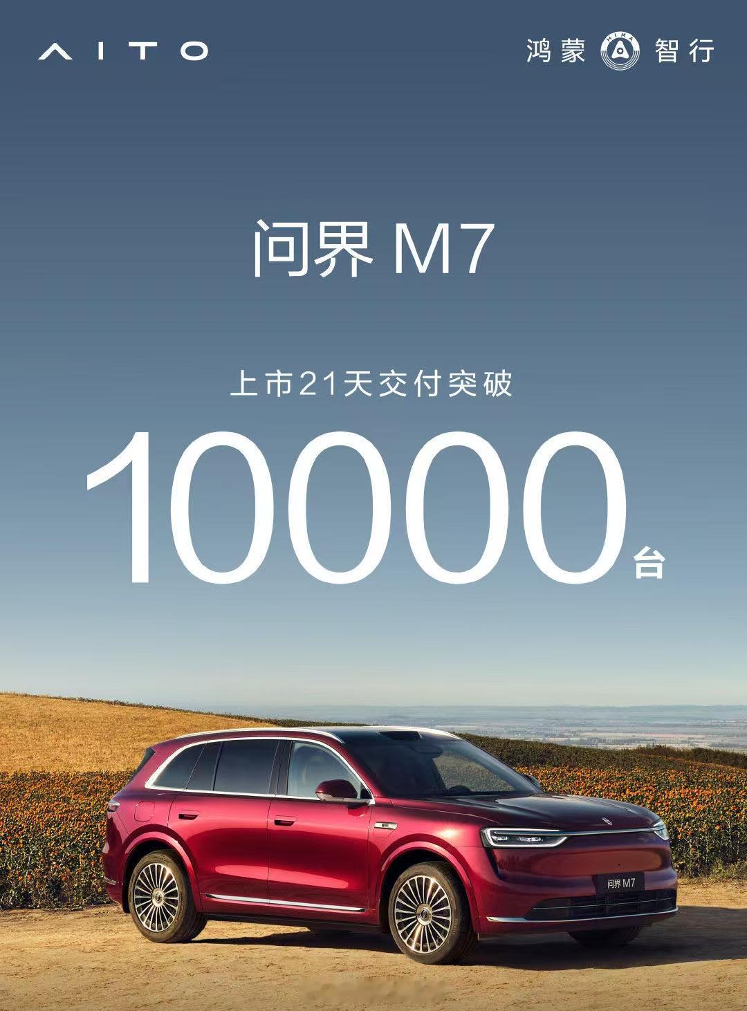 全新问界m7真的是发布即交付，交付即上量，上量即海量呀~上市21天交付突破10