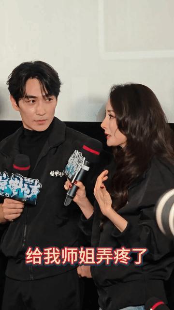 被朱一龙这么深情的盯着看，就算是杨幂这样的老江湖都吃不消啊！杨幂回答记者问题的时