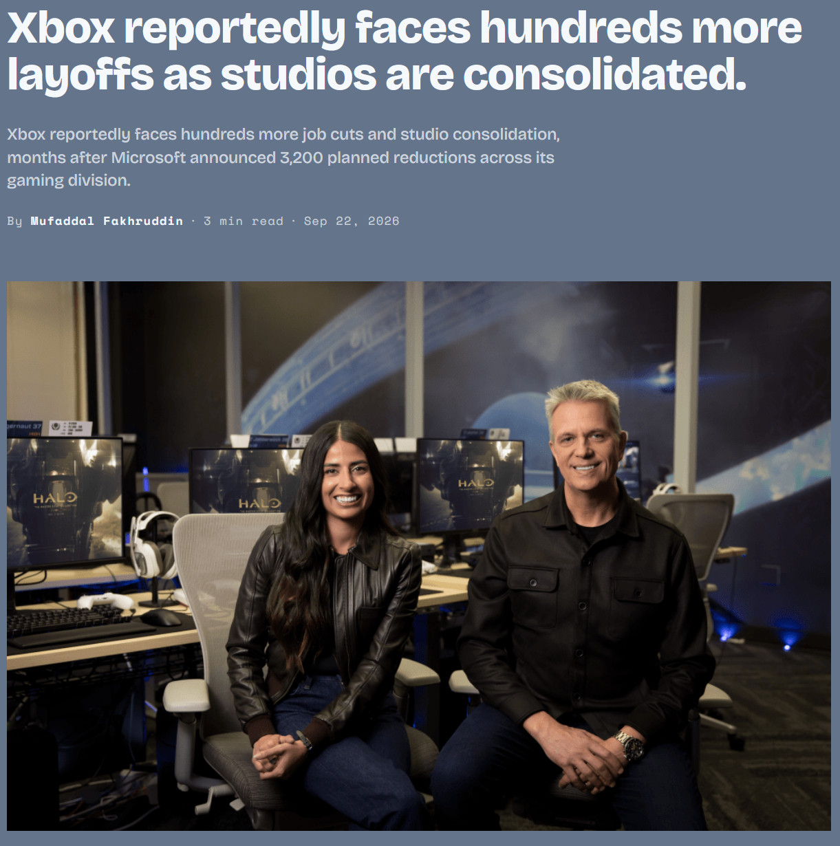 【传闻：微软Xbox据报将于本周裁员数百人并重组工作室，《光环》或划归动视暴雪管理】据商业媒体The