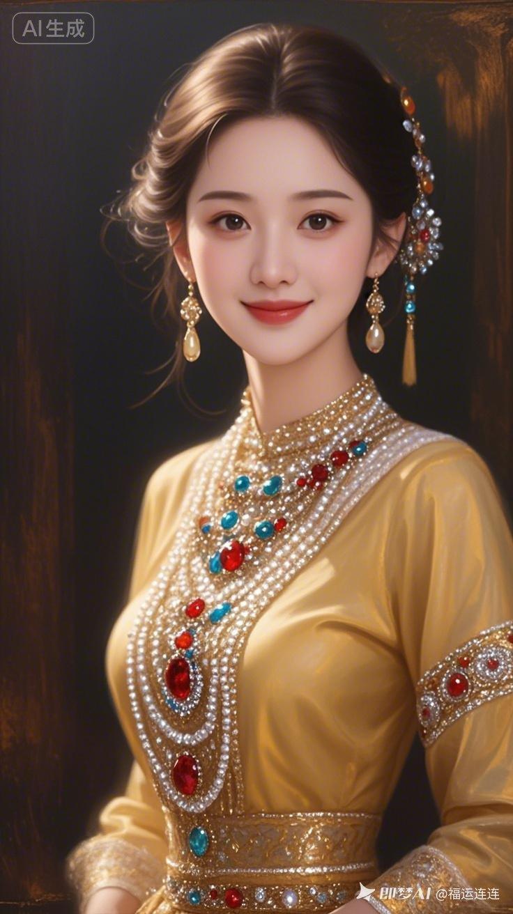 梦幻古风美女，金光闪闪的华丽服饰，让人沉醉其中！