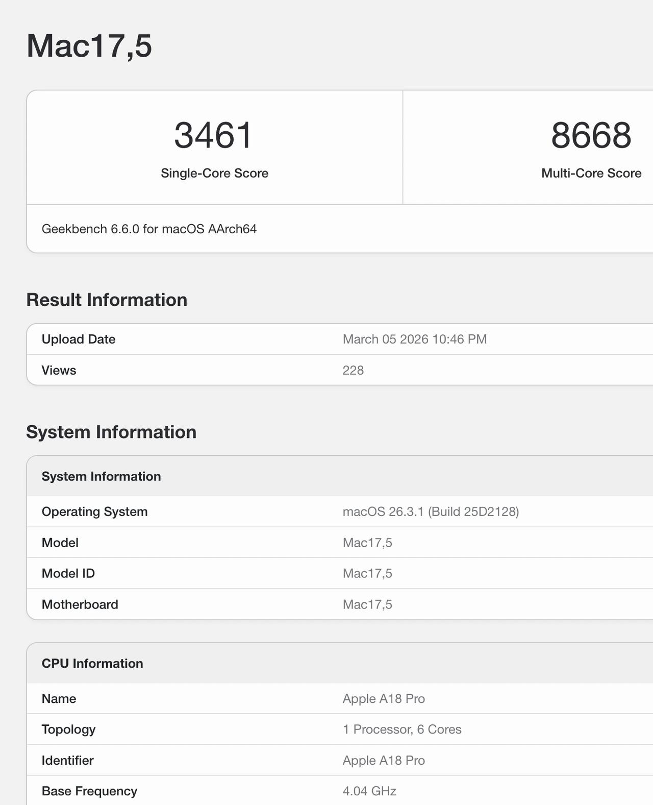 MacBookPro和Neo跑分都出了，还行McBookNeo