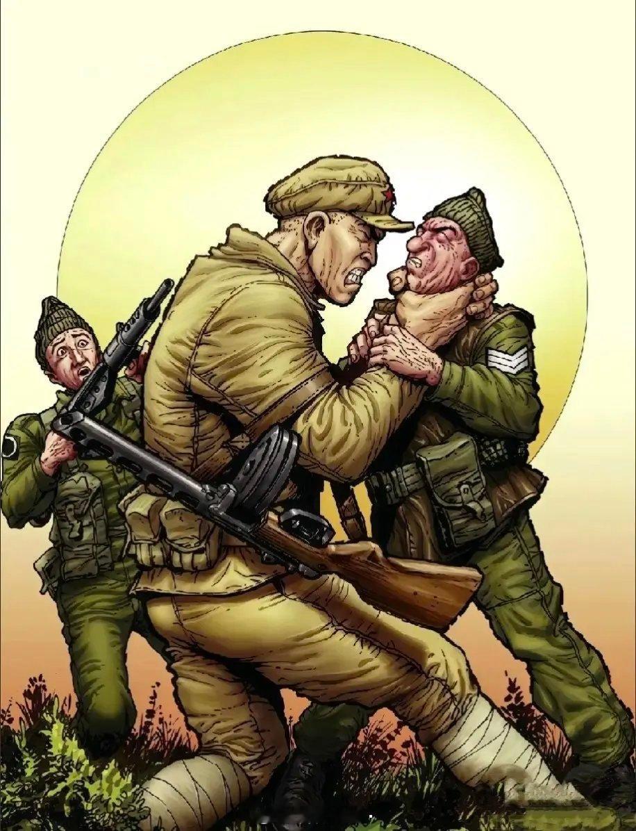 欧美人只敬畏强者，我们的志愿军做到了！当年欧美的漫画。​​​