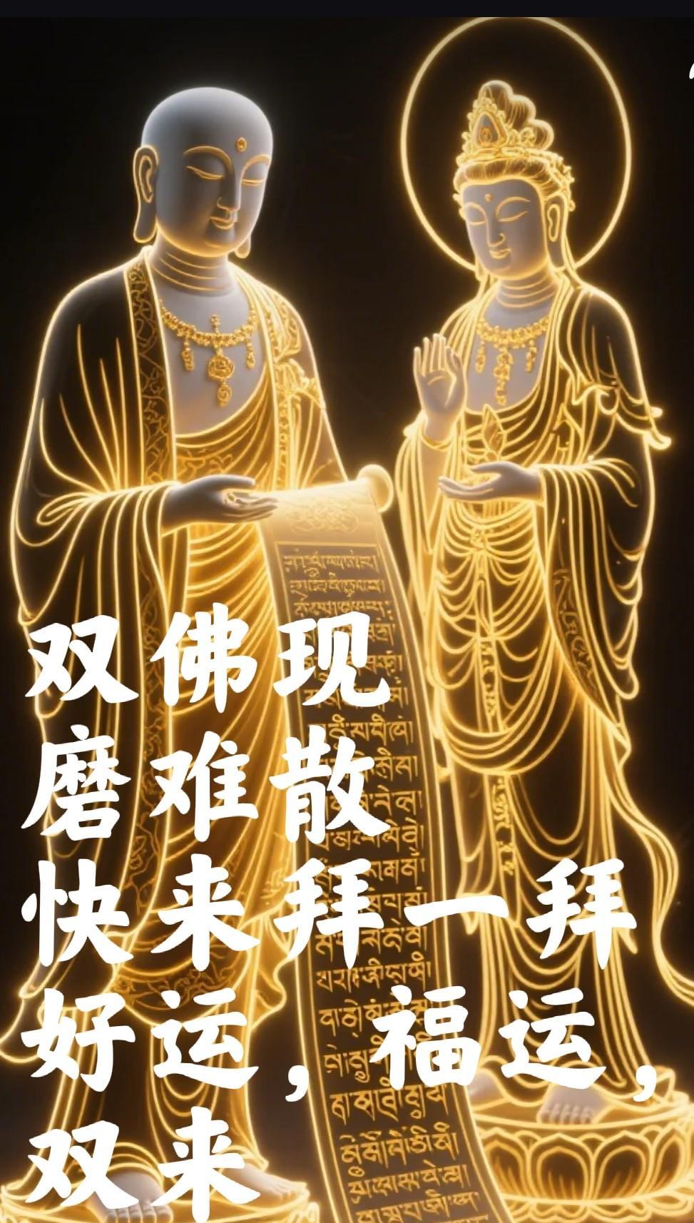 您的磨难已结束，不会回来了！当你刷到这金光熠熠的双佛出现留下一句“大吉大利”