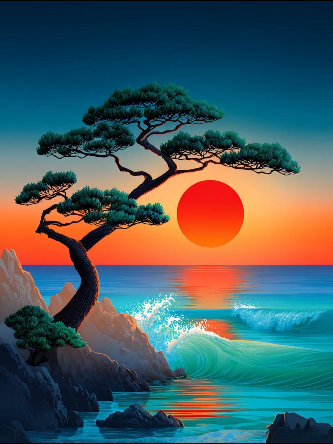 旭日东升·蒸蒸日上，鸿运当头·八方来财…传统文化正能量绘画沐风书画春日生