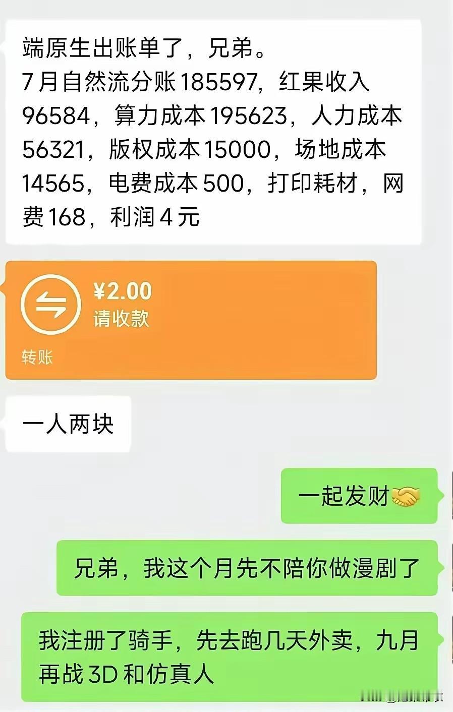哈哈！有人写漫剧分到钱了，可惜只分到了2元。