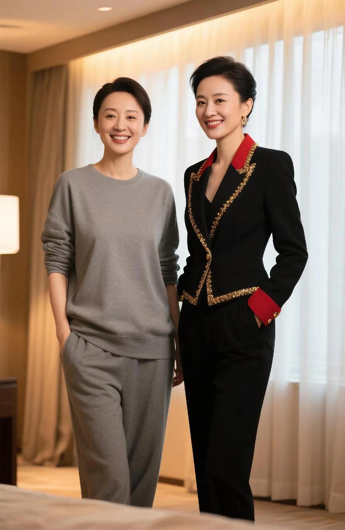 两位女神同框，梅婷和周涛的这张合影绝对榜上有名!简直美得让人移不开眼，岁月在她