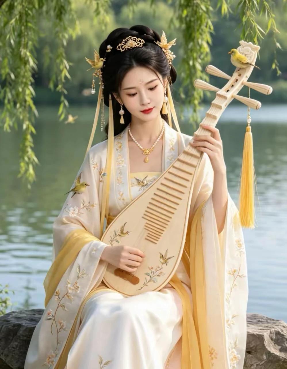 以画应联疏廊映水，满榭蝉声消俗虑琵琶悠扬，天籁之音心舒畅