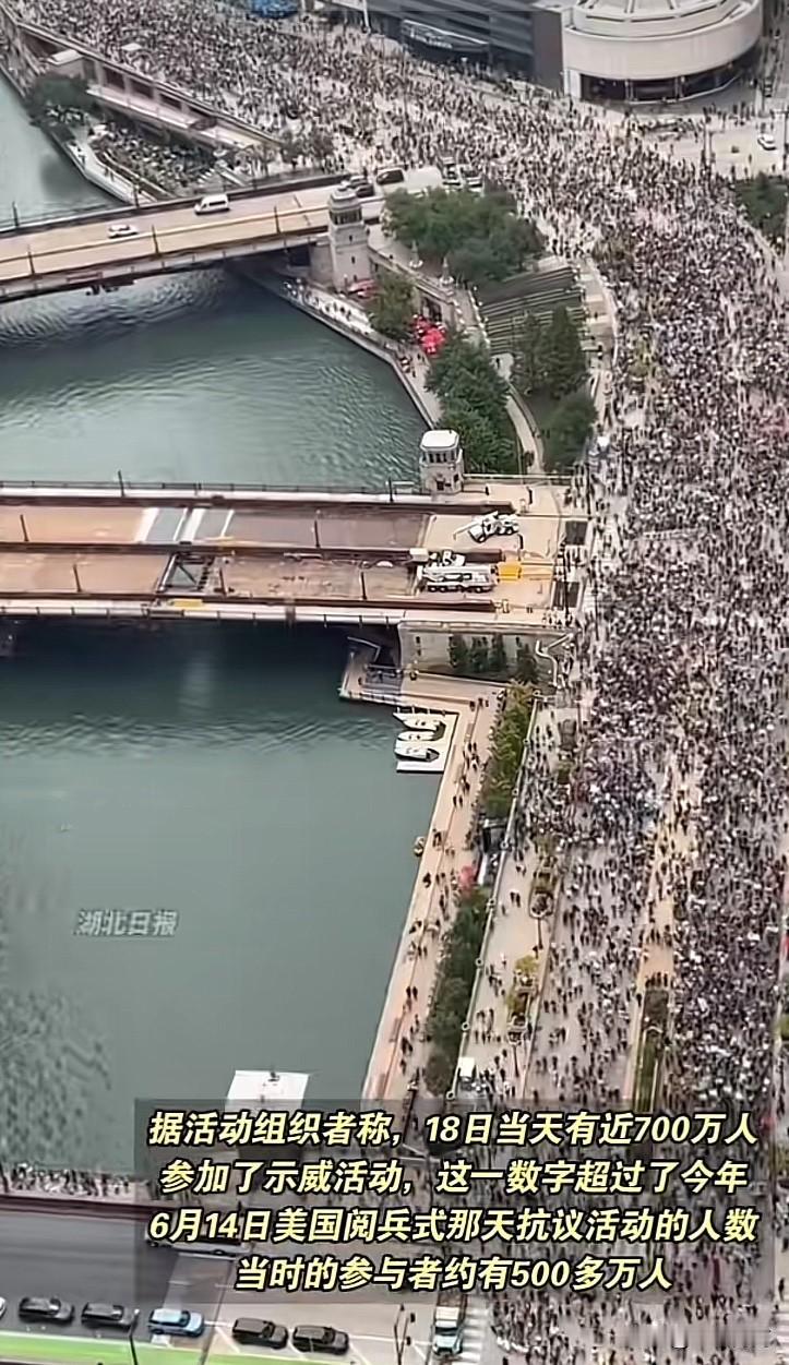 700万人上街游行，这也是打破历史记录了吧？网上都在说老美现在内忧外患，但是也