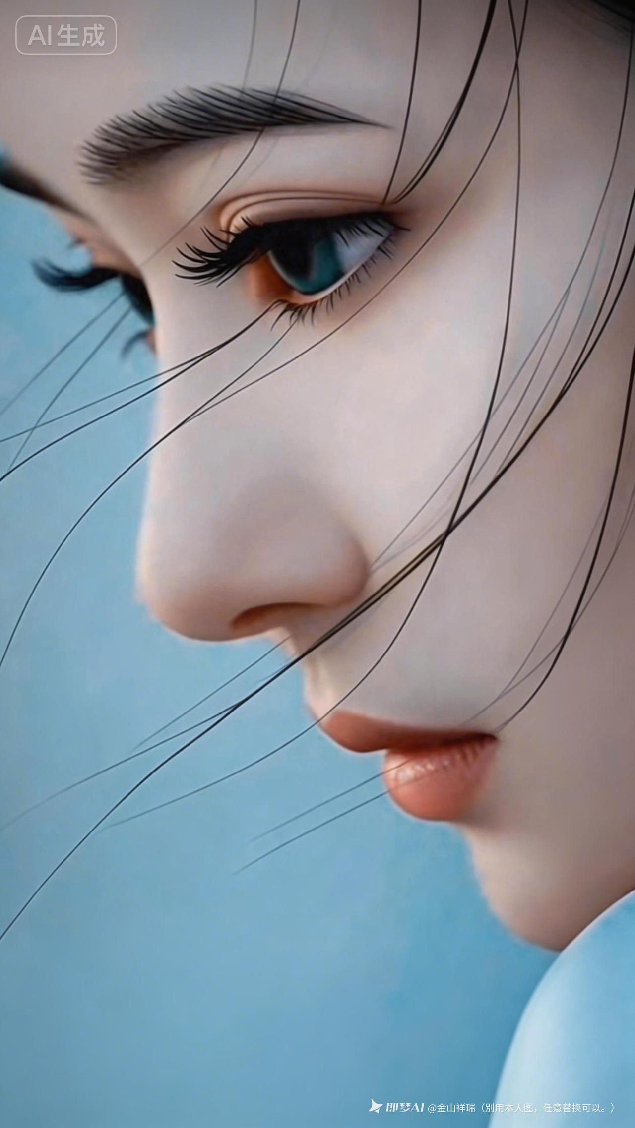 唯美古风少女，细腻的妆容和飘逸的发丝，让人沉醉其中。