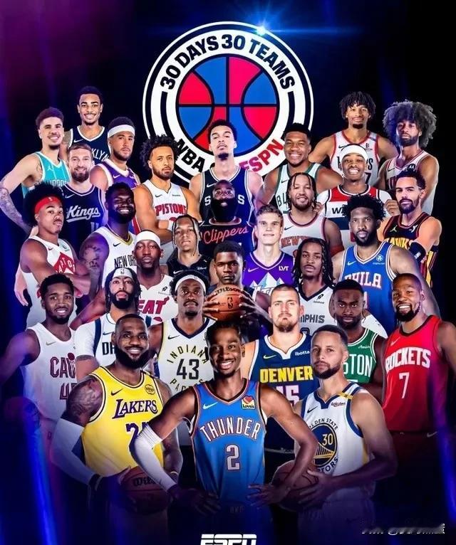 ESPN就是话题制造机，新赛季各队门面人物海报，把新科MVP+总冠军亚历山大放在