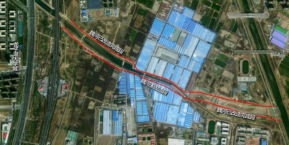 汛期来了，安全隐患不可大意！从地图来看，郑州龙子湖大学城拥有南北两条自然排水河