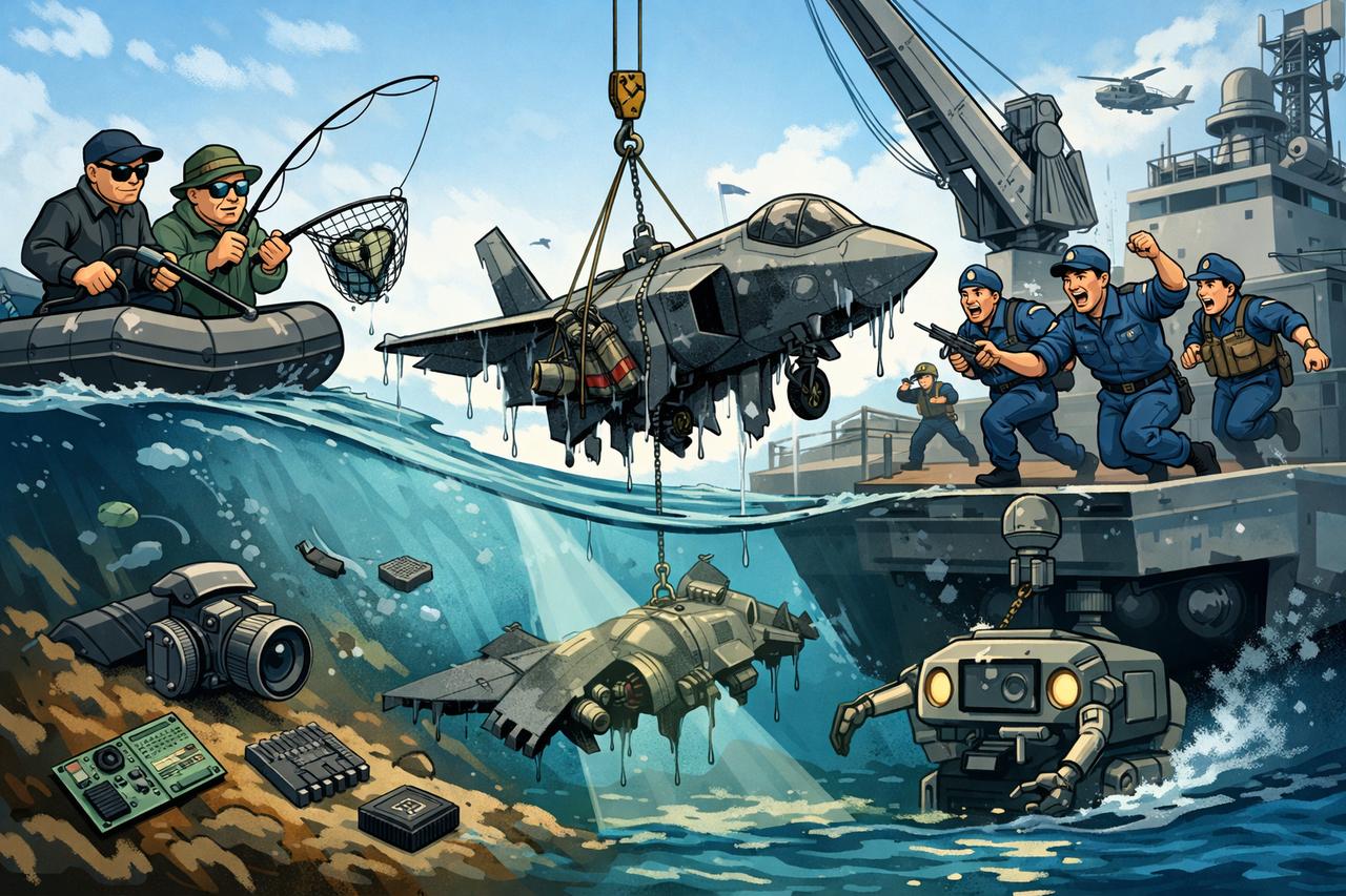 面对F-35可能已经坠毁的现实，美国现在最担心的一是飞行员，二是残骸会顺着洋流飘