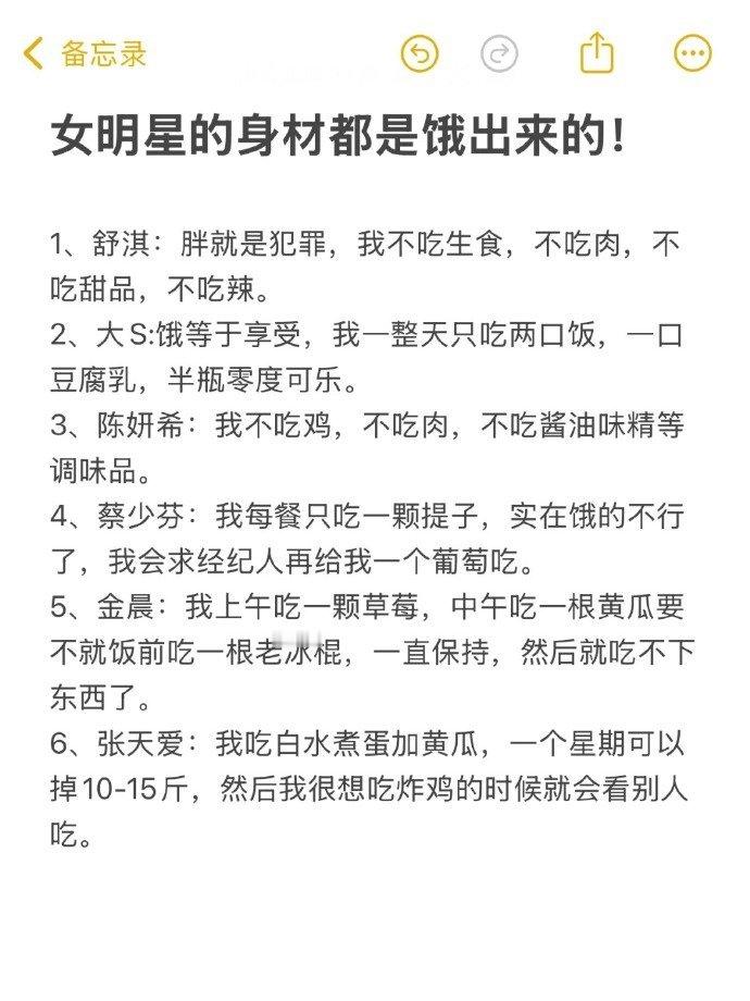 女明星的身材都是饿出来的!​​​