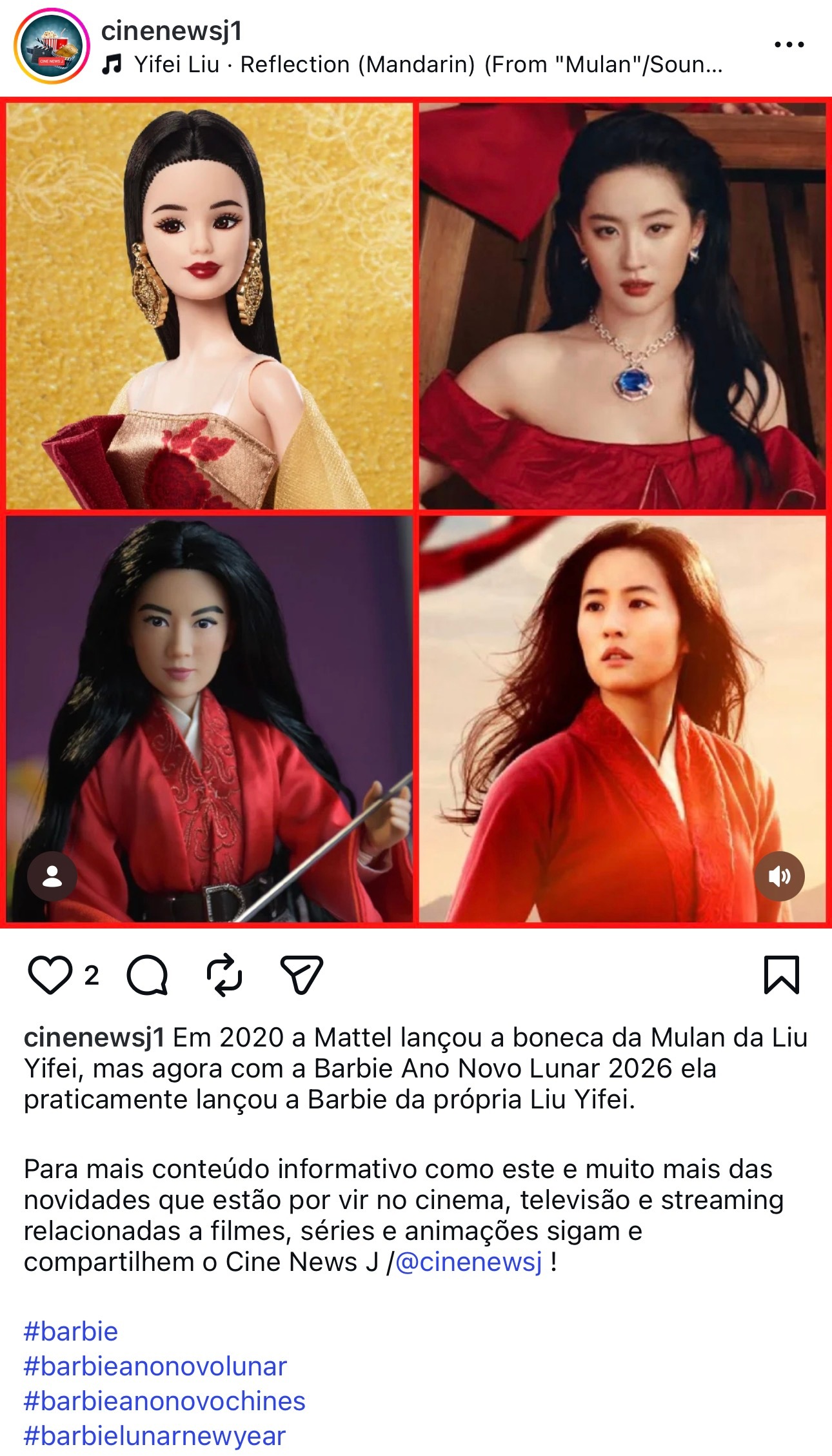 刘亦菲lyf花木兰Mattel（芭比娃娃的公司）和迪士尼一直是有合作迪士尼