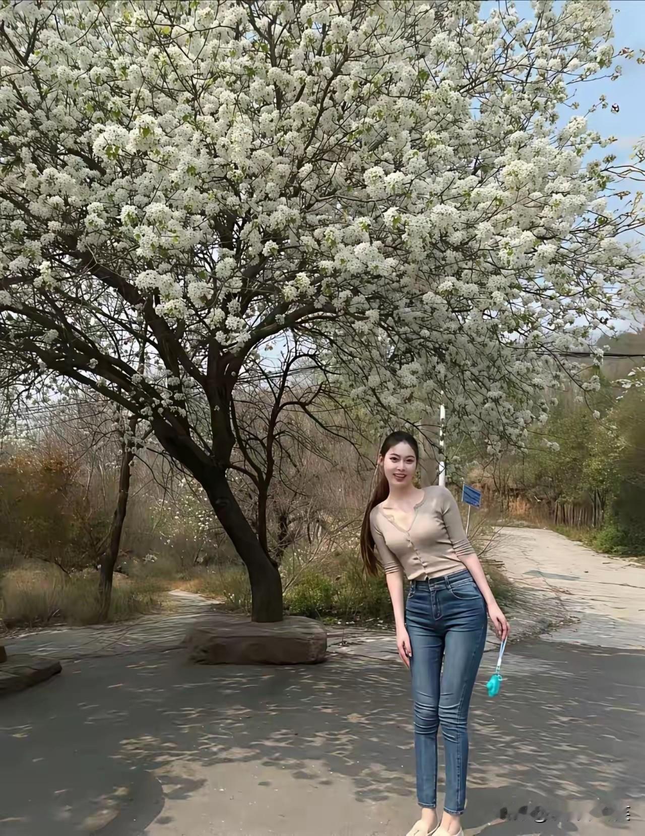 梨花树下遇佳人，眉眼温柔气质干净，每一帧都是春日浪漫