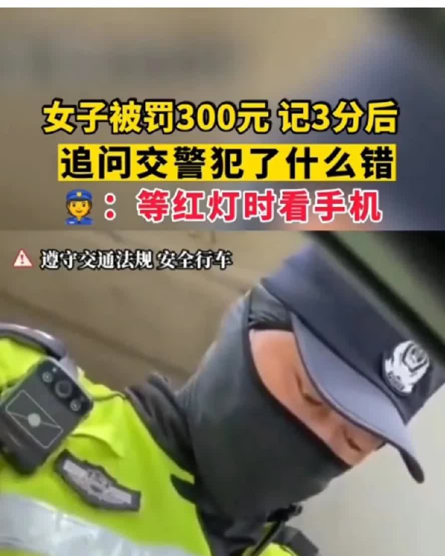 上海女子开车等红绿灯时看手机，被判为“妨碍危害驾驶行为”。处罚结果为罚款30