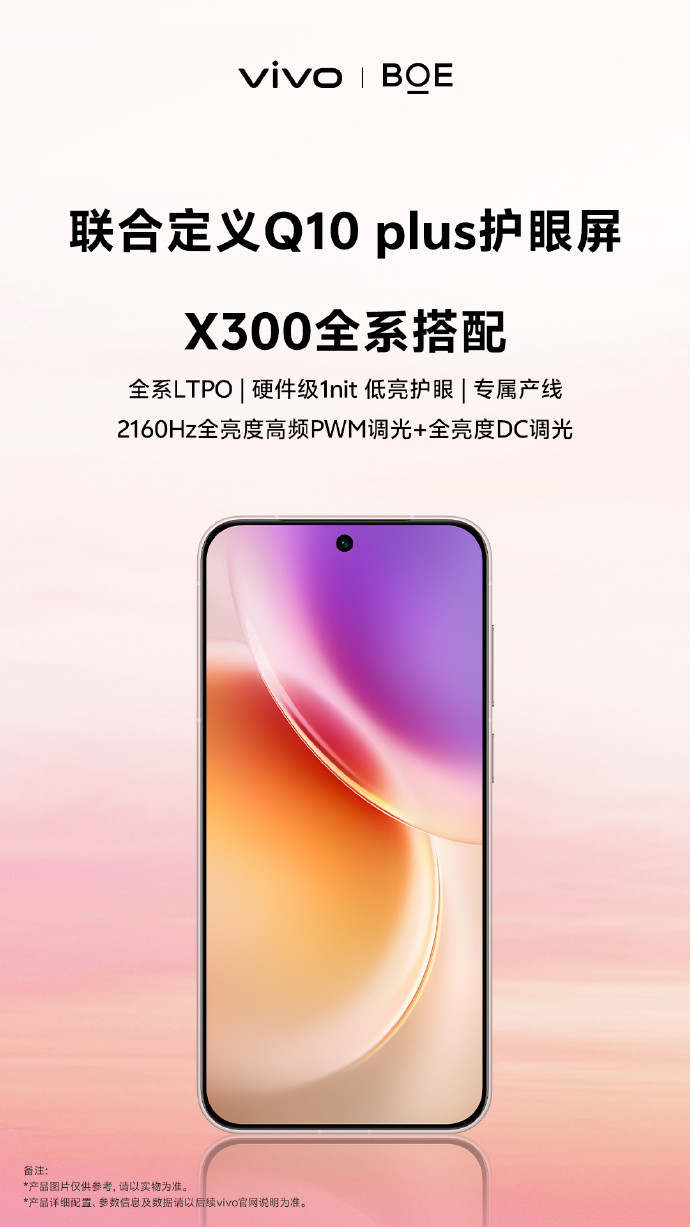 vivoX300系列全系搭载Q10plus护眼屏，硬件级1nit低亮度​​