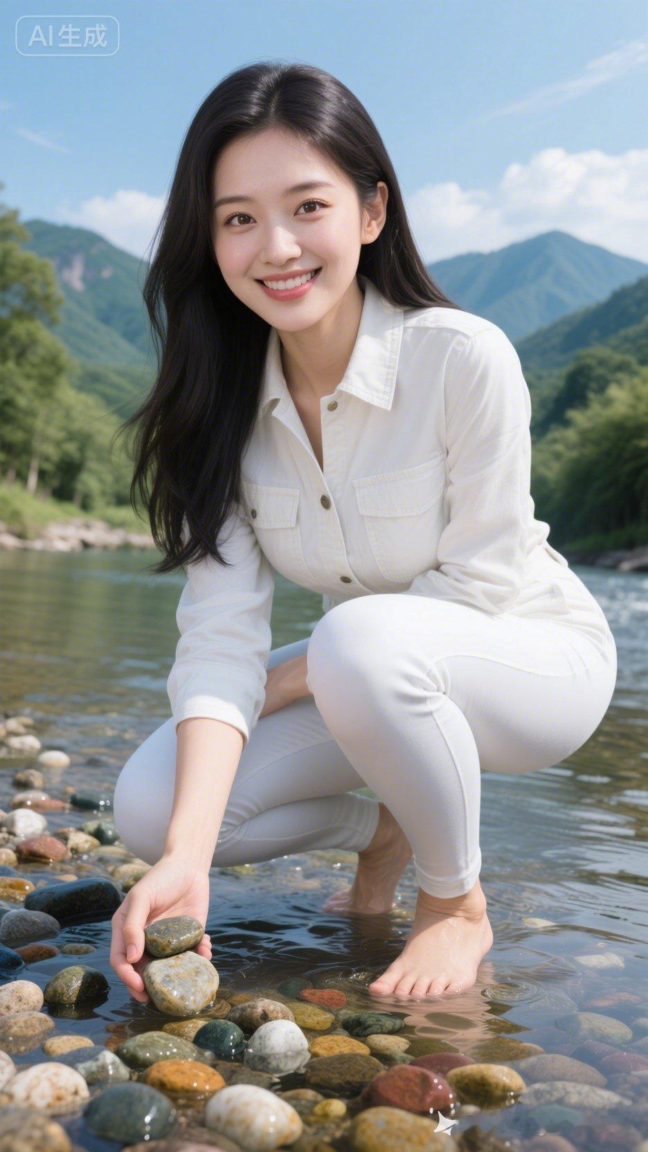 在山间溪水边，享受自然的宁静与美好。