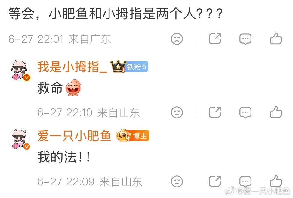 在此声明肥肥鱼和小拇指是两个人