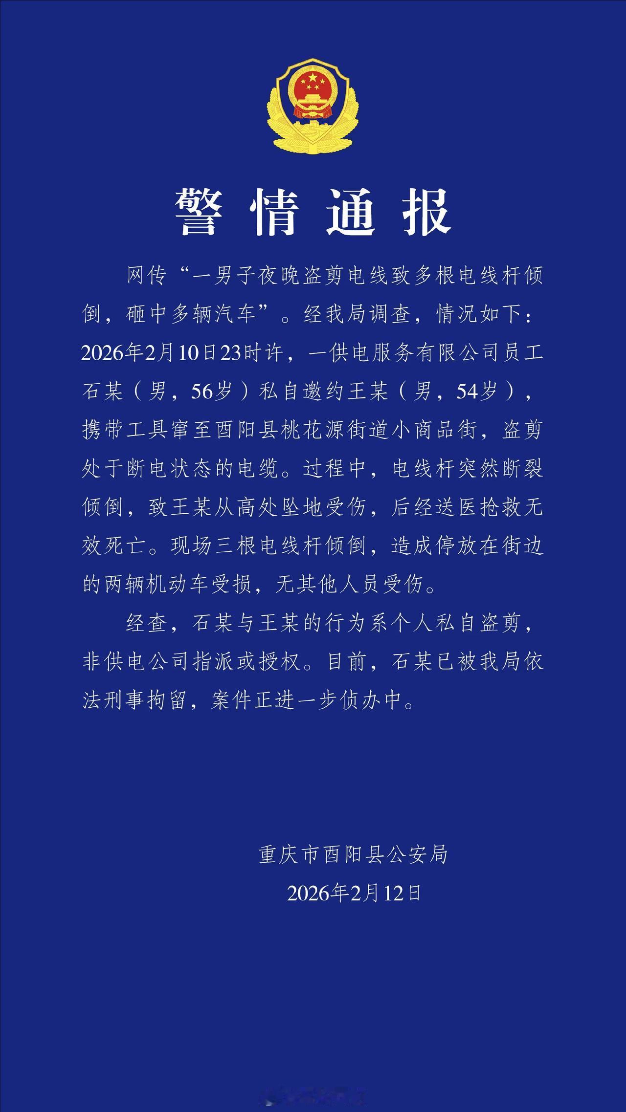 供电公司员工带人偷电缆，同伙从电线杆上摔死了！这账到底该咋算？重庆酉阳这案子