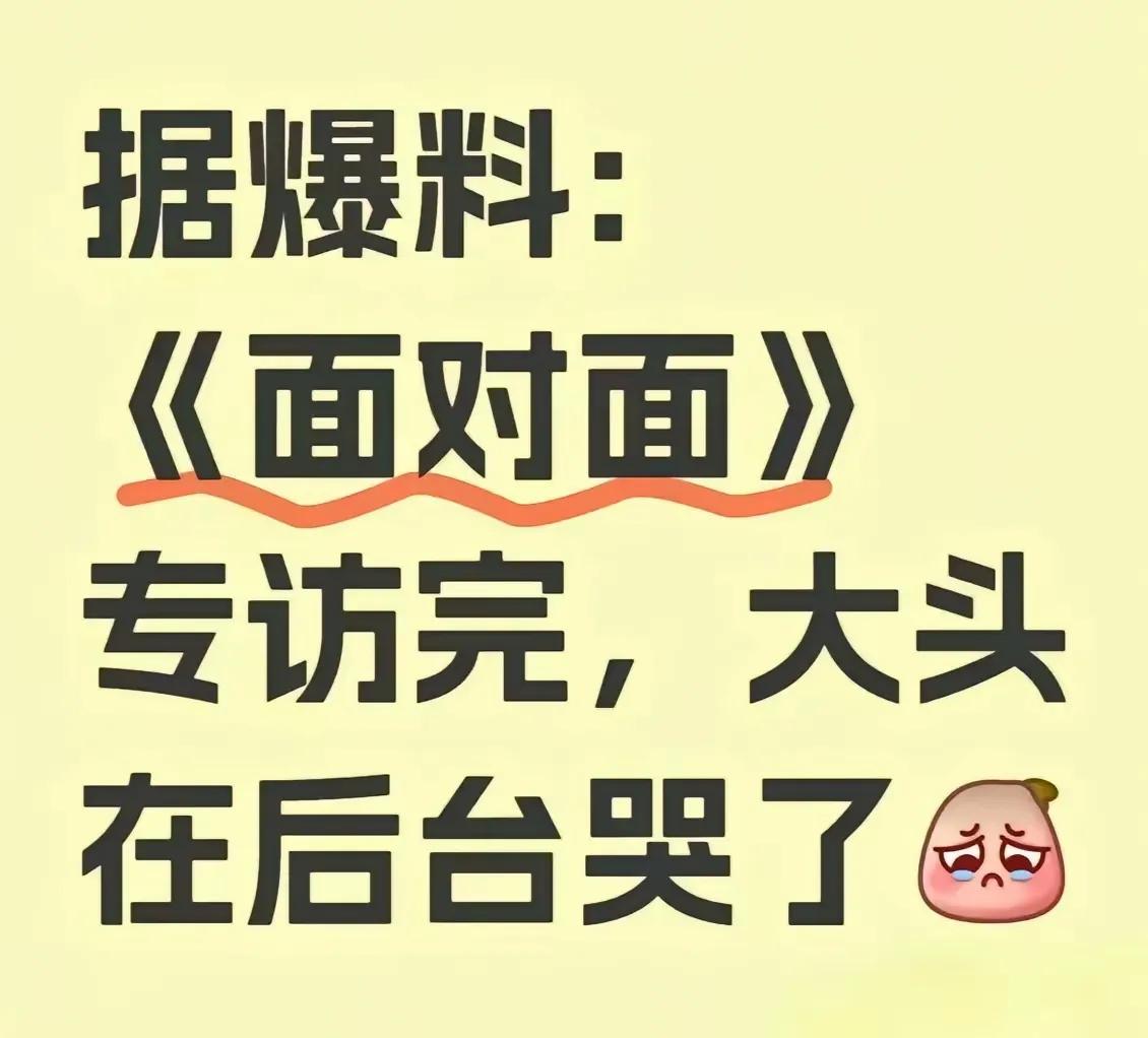 《面对面》录完后，大头在后台哭了！大头面对记者，不能不回忆过往，回忆过往，又要