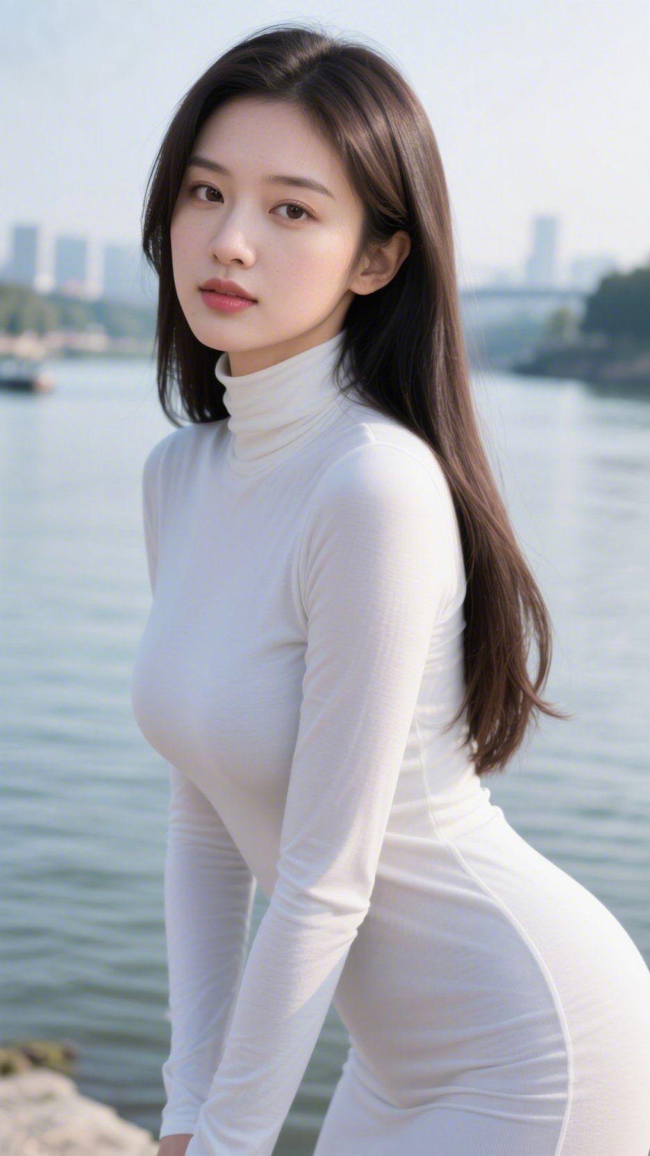 江畔晴光入画晴日里，江面漾着清波，风把云影揉碎在粼粼水光里。远处的楼宇笼着