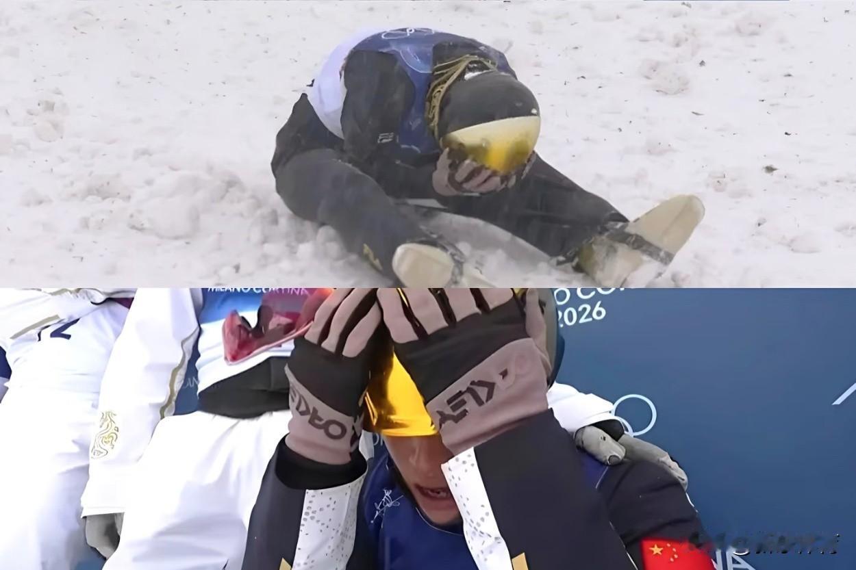 最后一跳失误后，李天马爆哭！遗憾错失金牌!米兰冬奥自由式滑雪混团赛，中国队又