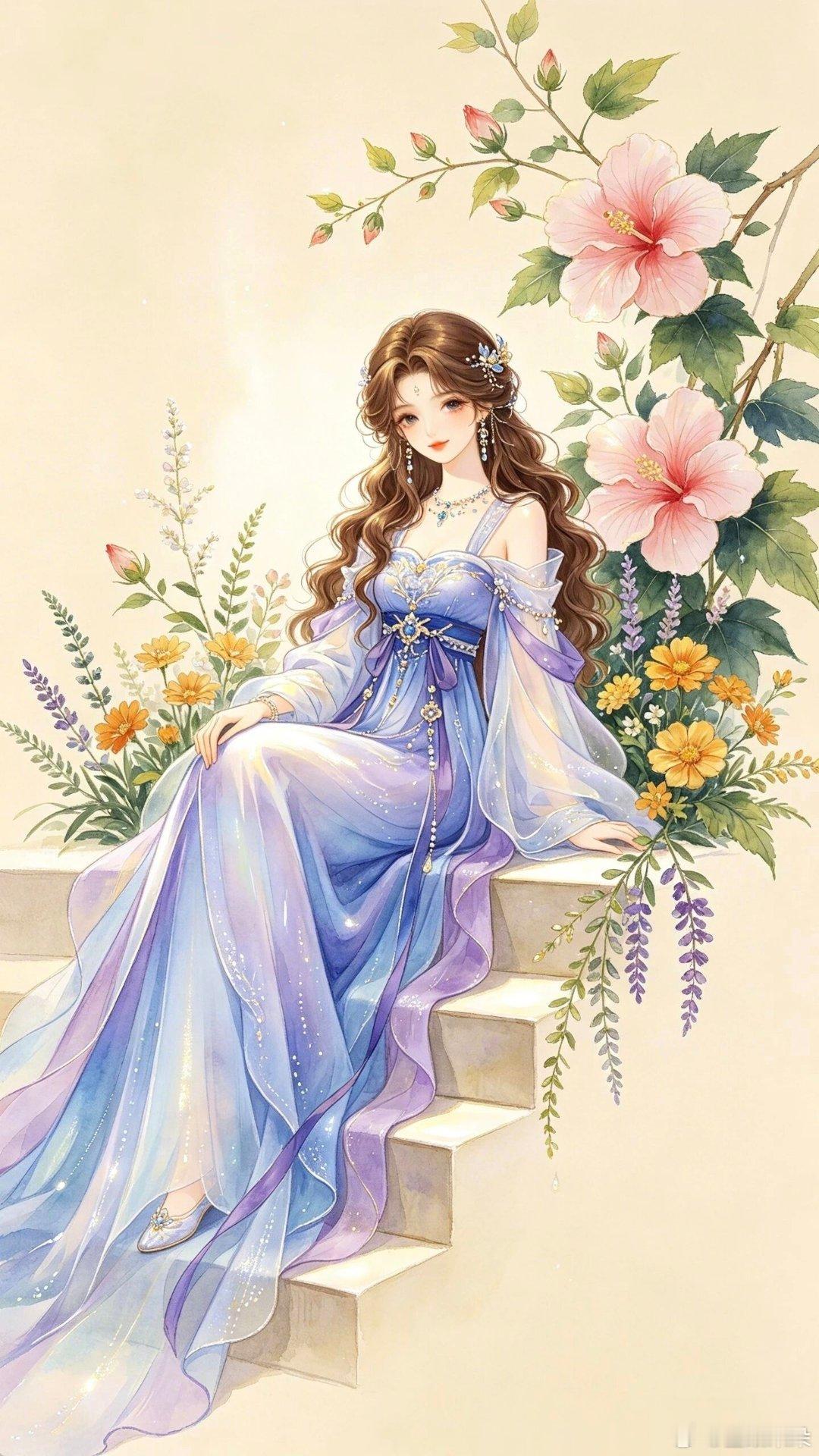 新中式东方神韵华服插画壁纸