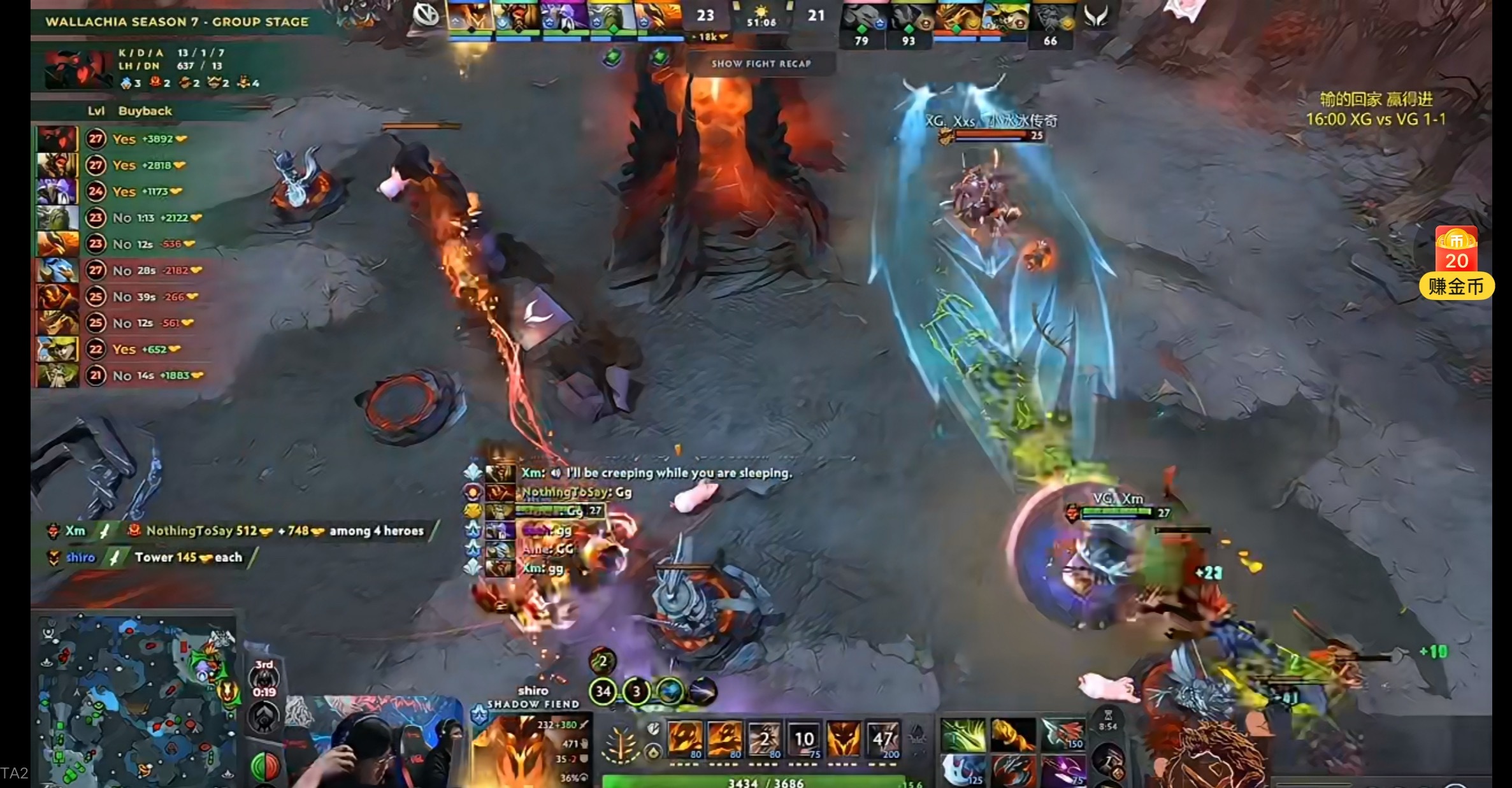 VG2-1战胜XG挺进淘汰赛，XG惨遭淘汰！dota2