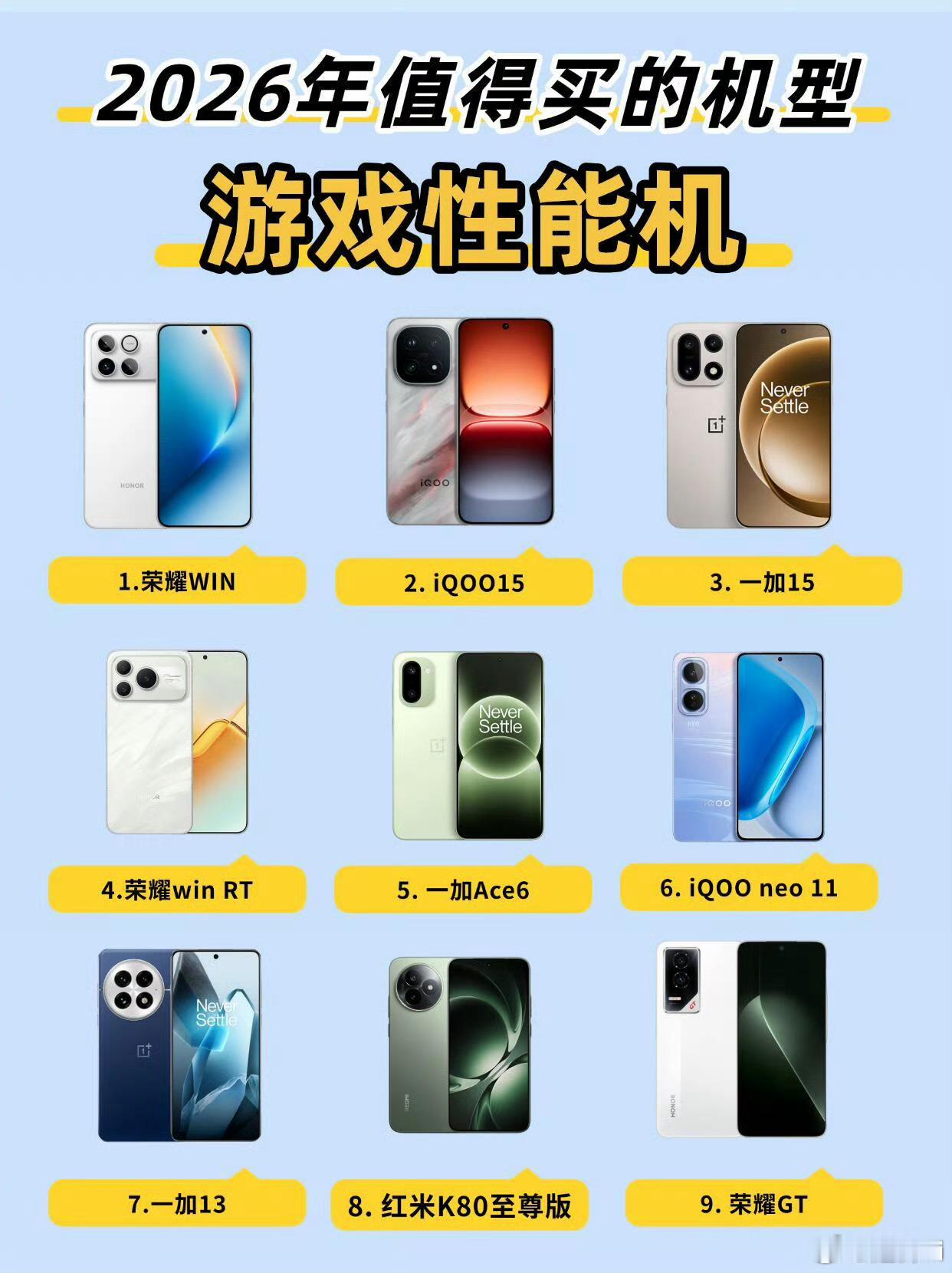 2026年游戏性能手机推荐，照着看就够了|||主流的手机厂商打造的游戏...