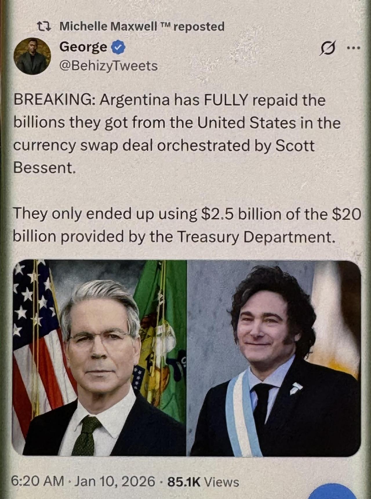 昨晚圈内小聚，做国际财经的老大哥抿着酒摇头感慨，说阿根廷新政府这步棋，把我看傻了