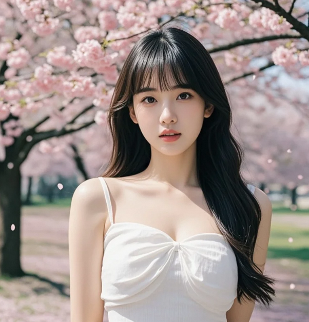 樱花纷飞成背景，她眼里的光比春阳更耀眼