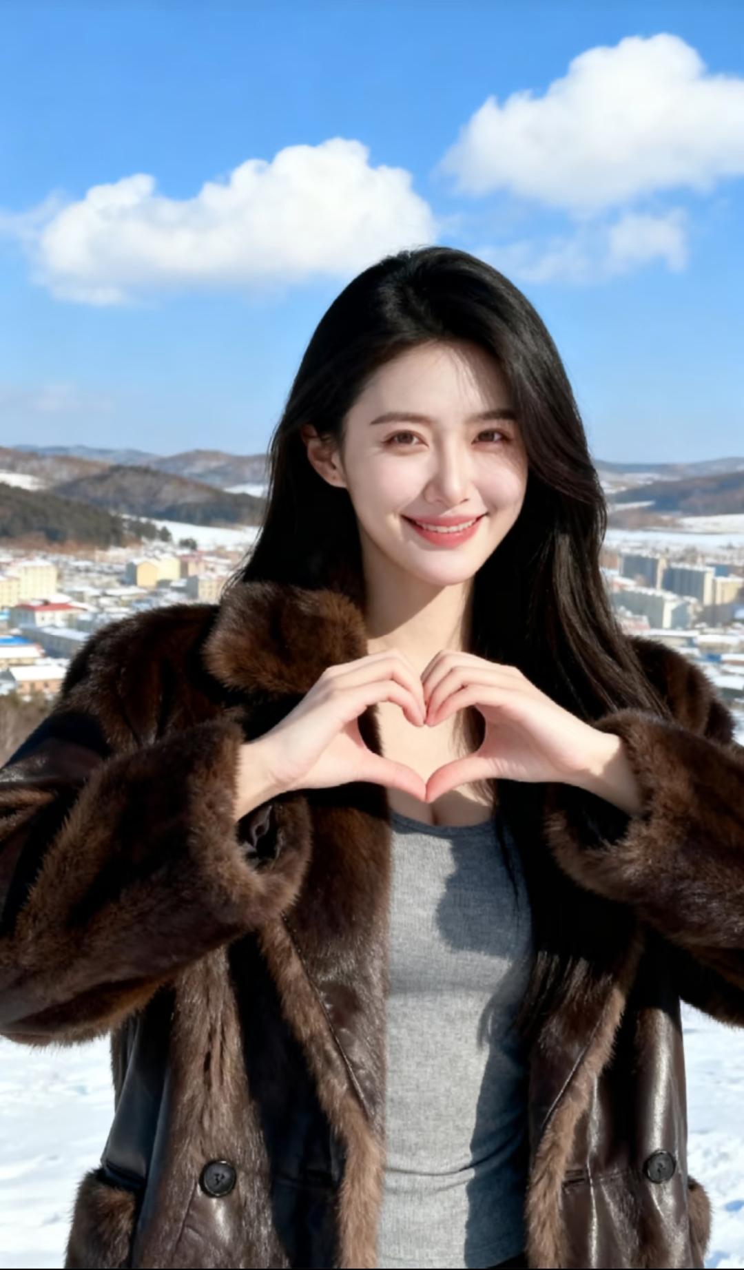 雪中情意浓，心心相印暖。