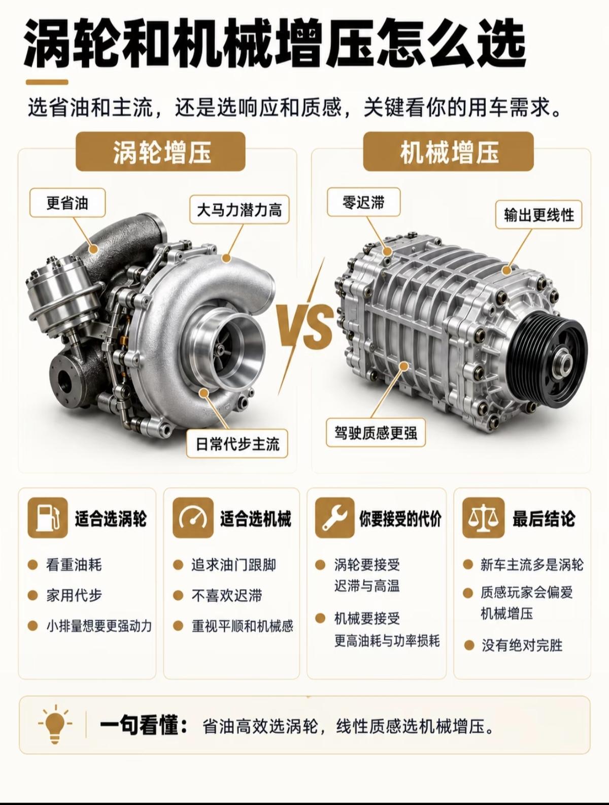 涡轮增压与机械增压怎么选？优缺点、油耗、成本全解析。涡轮增压依靠发动机排出的废