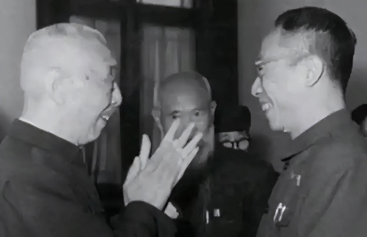 1961年，纪念辛亥革命50周年座谈会上，溥仪和鹿钟麟的同框照，也是这一次的见面