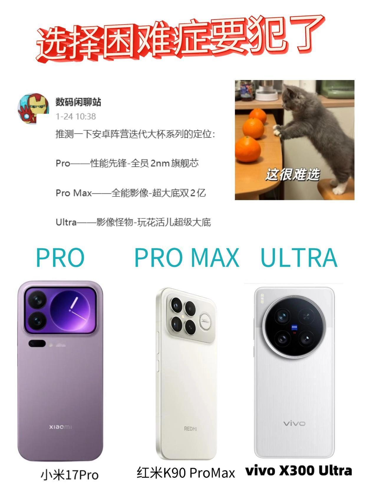 全员ProMax？选择困难症真的伤不起看到安卓阵营迭代大杯系列的定位，感觉有点