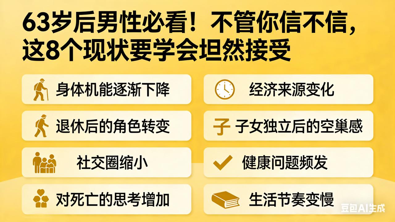 63岁后男性必看！不管你信不信，这8个现状要学会坦然接受不管你信不信，男性过6