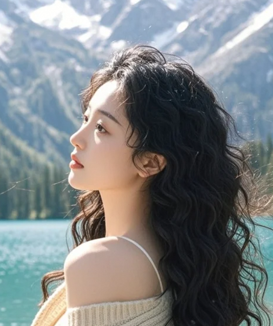 湖水清澈、雪山环绕、她坐在其中——这组写真美到窒息！